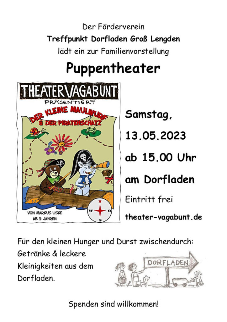 Einladung Puppentheater 13.05.2023 Groß Lengden