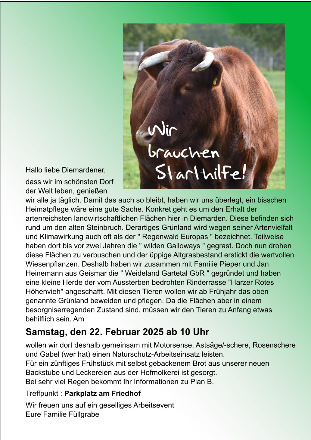 Starthilfe fuer Harzer-Rotes-Hoehenvieh, Diemarden