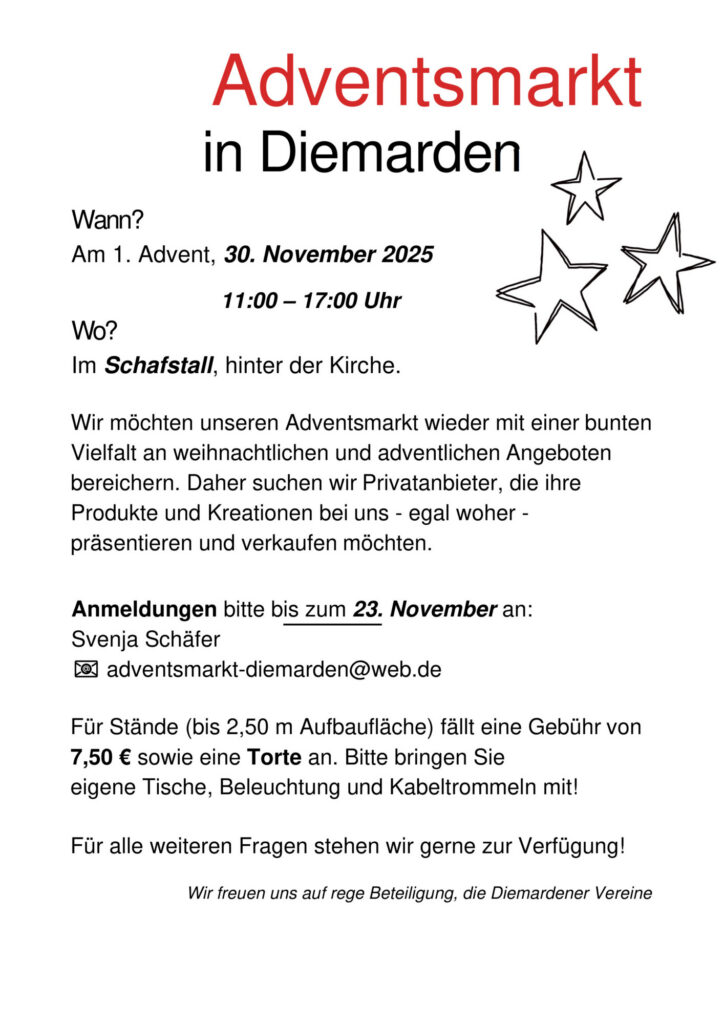 Adventsmarkt 2025 Diemarden Anbietersuche